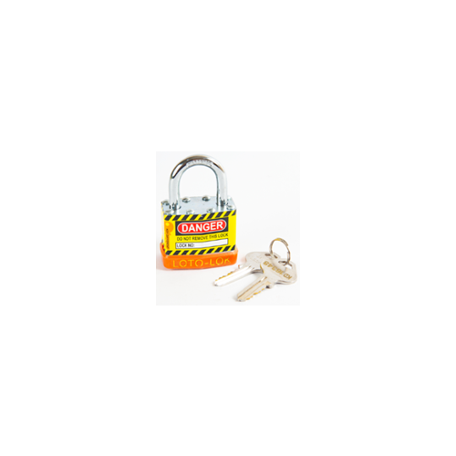 Laminated Steel Safety Lockout Padlock, Steel Body, REGULAR Shackle, with ORANGE color Bumper. 2PTPSOKDS24