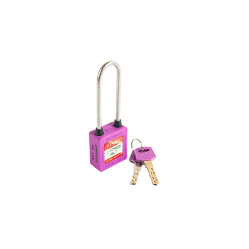 3-PTP (Three Point Traceability Padlock). 
Color: PURPLE. Stainless Steel (SS304 Grade) LONG Shackle. 3PTPPKDL80