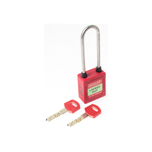 3-PTP (Three Point Traceability Padlock).</br> 
Color: RED. Stainless Steel (SS304 Grade) 3PTPRKDMKL80