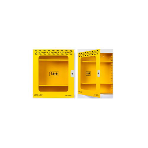 Lockout Station - Clear Fascia with 2 adjustable shelves. Powder Coated Steel LS-10CFY