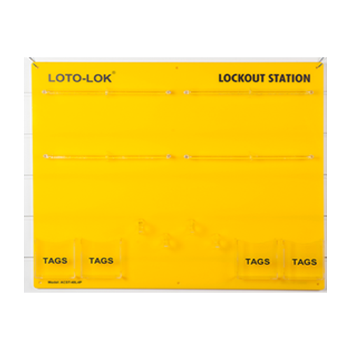 Lockout Station - Capacity: 48 Padlocks + 4 Tag Pockets + 4 Hasp Hooks LS-ACST‐48L4P-EB