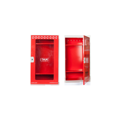 Lockout Station - Clear Fascia with 2 adjustable shelves. Powder Coated Steel LS-STLR-9C-CF