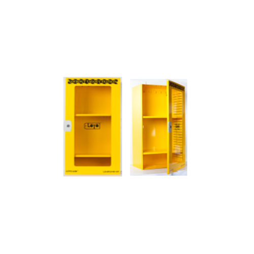 Lockout Station - Clear Fascia with 2 adjustable shelves. Powder Coated Steel LS-STLY-9C-CF