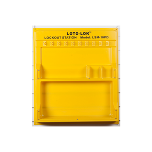 Lockout Station - 10 Hooks for locks or hasps + 
2 Tag Pockets and compartments to store 
LOTO products.  LSM‐10PD