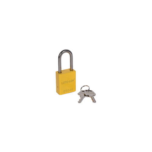 ALUMINIUM SAFETY PADLOCK with REGULAR Shackle. 
Color: YELLOW. PD-ALYLKDS38