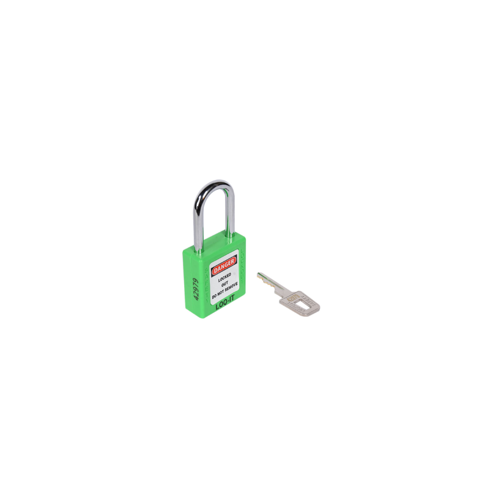 SAFETY LOCKOUT PADLOCK. Chrome Plated Steel REGULAR Shackle. Color: GREEN.  PD-LQGNKDS38