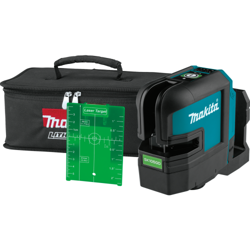 Makita 12V max CXT® Lithium‑Ion Cordless Self‑Leveling Cross‑Line/4‑Point Green Beam Laser, Tool Only MAKSK106GDZ