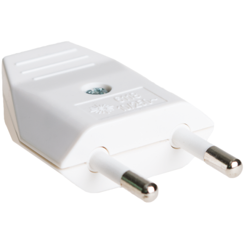 Plug 2P, 10A 250V~. White colour. - 6118