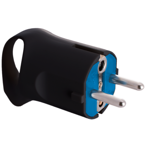 Plug 2P+E 16A 250V~. Black colour. - 6566AN