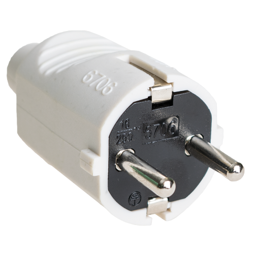 Plug 2P+E 16A 250V~. White colour. - 6706B