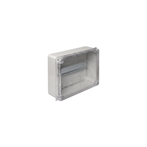 Sealed Junction box with transparent lid and DIN rail 220x170x80 Internal dimensions. IP65 IK07. ¼ turn screw.
DIN rail 35 mm. - 6886G