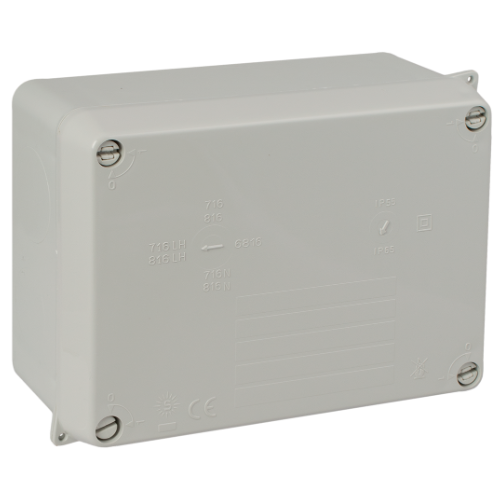 Sealed Junction box without cones 220x170x80 Internal dimensions. IP65 IK07. ¼ turn screw. - 886