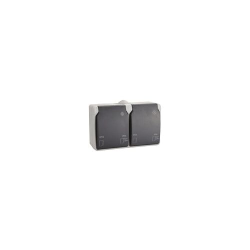 SOLERA Sealed double socket 2P+E (French), 16A 250V. IP44. Surface. - 3366F