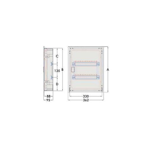  362X327X95, 14 Ways, RAL 9003, Horizontal Opening, 1 Terminal - MPB1E14H