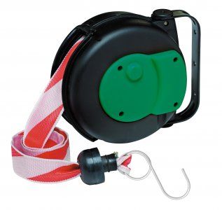 Automatic winding reel INDICATOR - 8m yellow/black bandYellow/black plastic Closed Casing H190 x W 220x D 115 - ERSR/08P1JN