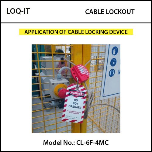 Cable Lockout - Adjustable with Stainless Steel PVC coated cable with brass end cap CL-3F-4MC