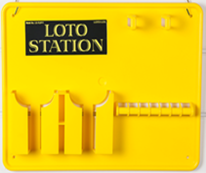 Lockout Station - Capacity: 7 Padlocks +
2 Tag Pockets + 2 Hasp Hooks LS‐7L2P‐Y