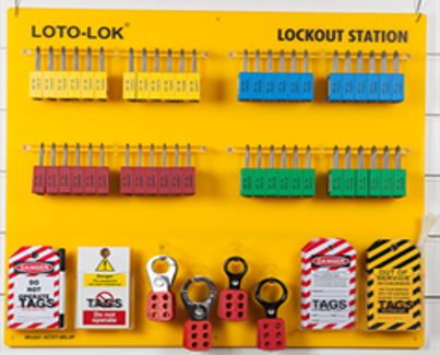 Lockout Station - 48 Padlocks + 40 Tags + 
Cable Ties + Marker Pen + 4 Hasps LS-ACST‐48L4P-CS