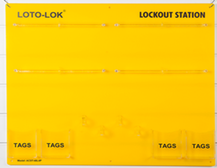 Lockout Station - Capacity: 48 Padlocks + 4 Tag Pockets + 4 Hasp Hooks LS-ACST‐48L4P-EB