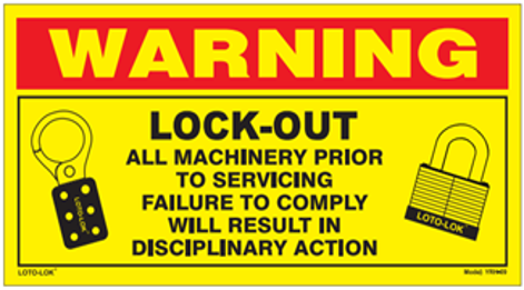 STICKER VINYL - Lockout / Tagout 
Self-Adhesive LOTO Sticker. W 300 x L 150mm.  YRH - 09