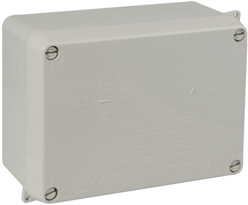 Sealed Junction box without cones 153x110x65 Internal dimensions. IP65 IK07. ¼ turn screw - 816